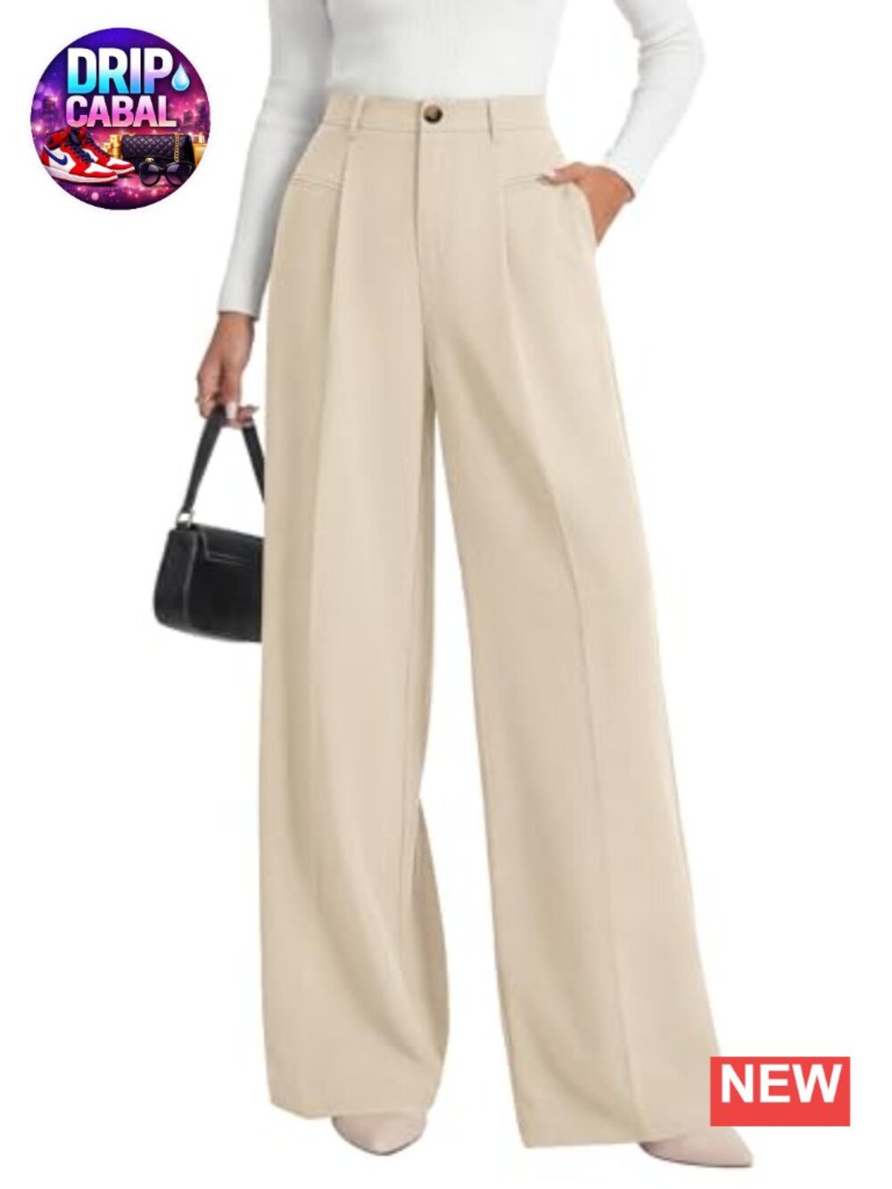 Wide Leg Pleated Dress Pants High Waist Trousers Slacks